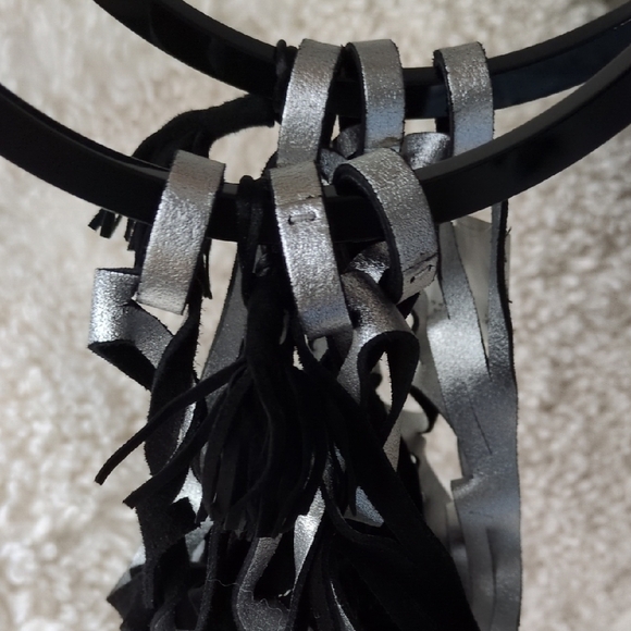 Salvatore Ferragamo Black and Silver Suade Net Bag - Picture 10 of 11